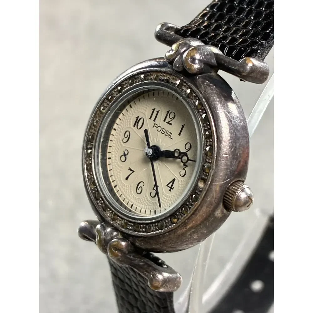 Fossil ES‑8646 Vintage Women's Watch Silver Tone Cream Dial 23mm Working